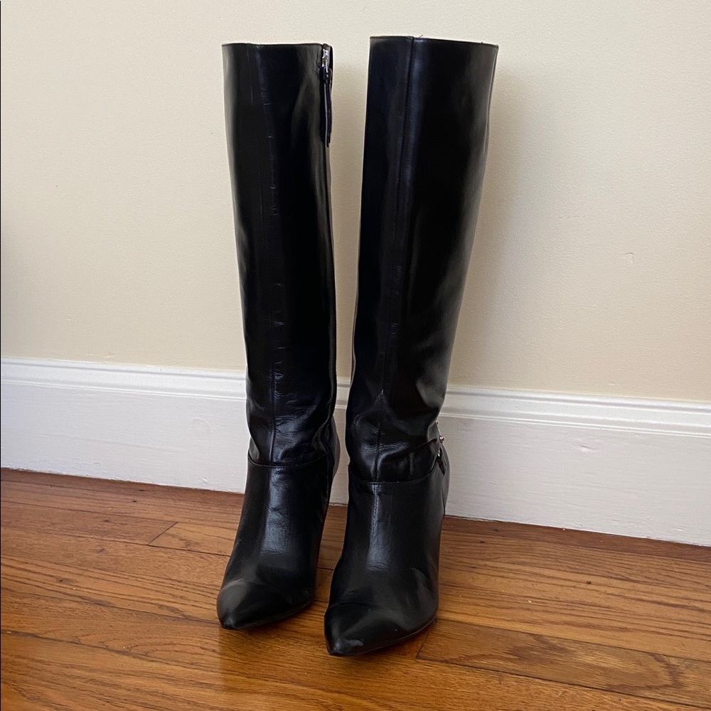Calvin Klein Black Heeled Knee High Boots - Picture 2 of 7